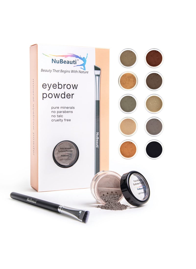 NuBeauti Natural Eyebrow Powder Eyebrow Kit  Mica Brow Powder Eyebrow Makeup Kit with Professional Angled Eyebrow Brush  10 Natural Shades  No Parabens or Chemicals  Eyebrow Shaper Kit by NuBeauti 