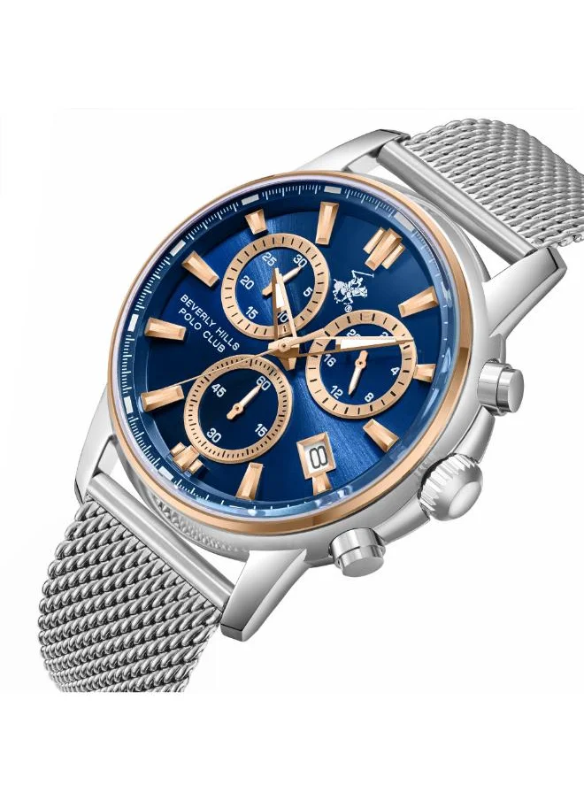 BEVERLY HILLS POLO CLUB BEVERLY HILLS POLO CLUB BP3647X.390 Men's Multi Function Display Watch & Metal Strap Silver