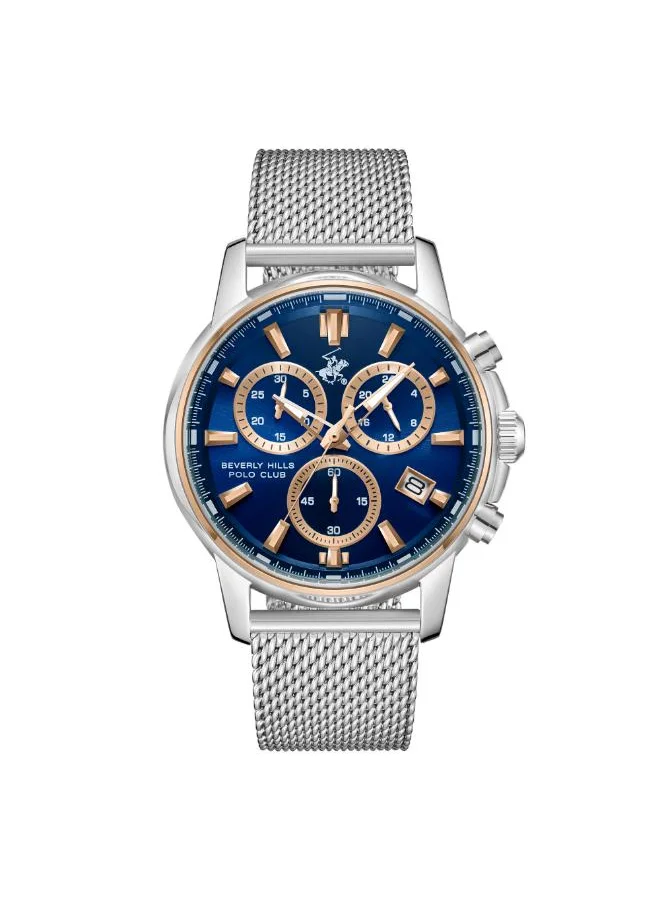BEVERLY HILLS POLO CLUB BEVERLY HILLS POLO CLUB BP3647X.390 Men's Multi Function Display Watch & Metal Strap Silver