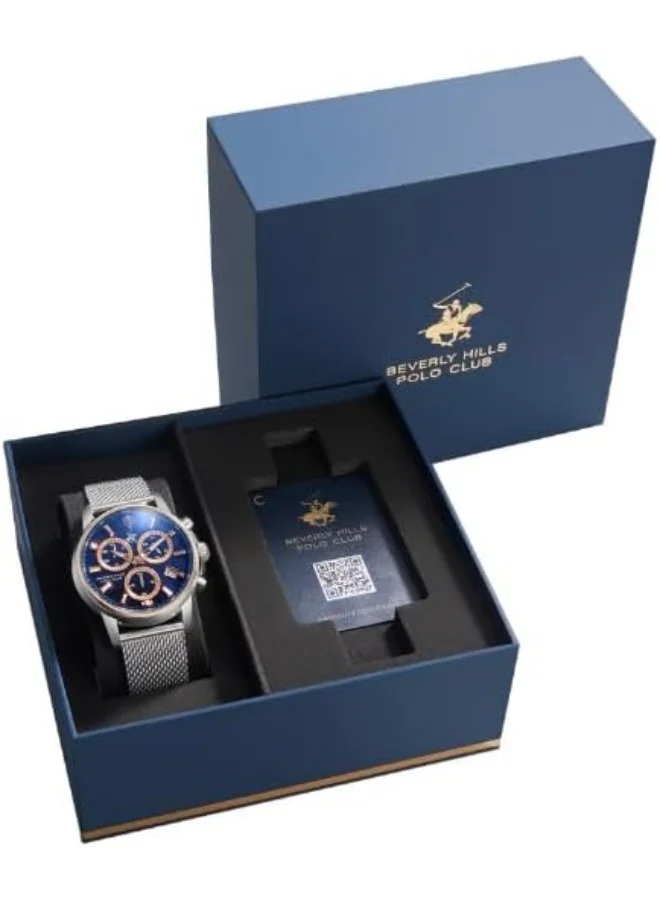 BEVERLY HILLS POLO CLUB BEVERLY HILLS POLO CLUB BP3647X.390 Men Multi Function Display Watch & Metal Strap Silver