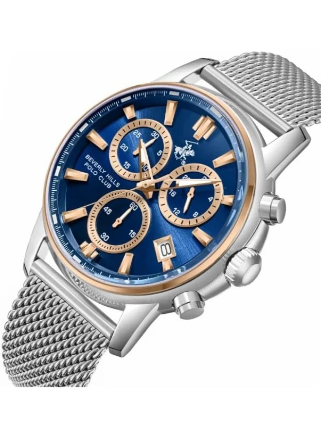 BEVERLY HILLS POLO CLUB BEVERLY HILLS POLO CLUB BP3647X.390 Men Multi Function Display Watch & Metal Strap Silver