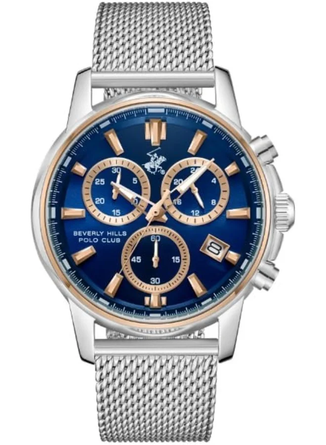 BEVERLY HILLS POLO CLUB BEVERLY HILLS POLO CLUB BP3647X.390 Men Multi Function Display Watch & Metal Strap Silver