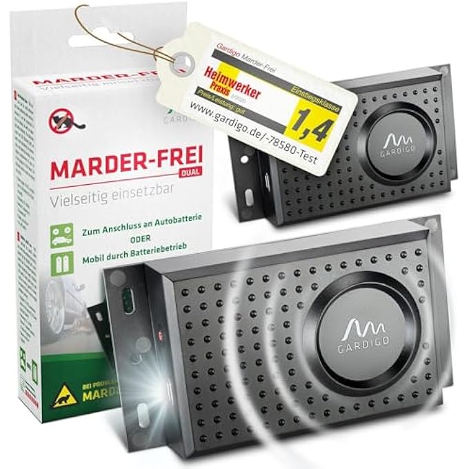 rayihni Marten Free Dual Set of 2 | Marten Deterrent Car | 25 Years of Experience with Marten Repellent for Car House Garage | Ultrasonic and Flash Light | Connection to 12 V Car Battery or Battery - Image 2