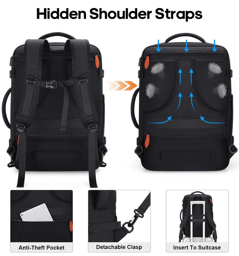 Bagsure Travel Backpack Carry On Backpack 42L Flight Approved, Expandable Laptop Backpack with Packing Cubes & Shoe Pocket, Water Resistant Luggage Backpack for Men Women, TSA Approved, Large Backpack - Image 5