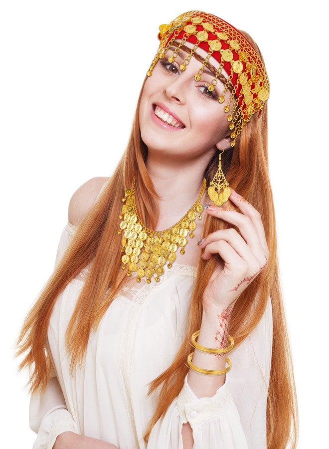 جيديف زي جاديف الغجري المكون من 7 قطع، إكسسوارات رقص شرقي غجري للنساء، عملات ذهبية، تنورة رقص شرقي، وشاح، حزام، مناسب لأزياء التنكر والهالوين وإكسسوارات الرقص. - Image 5
