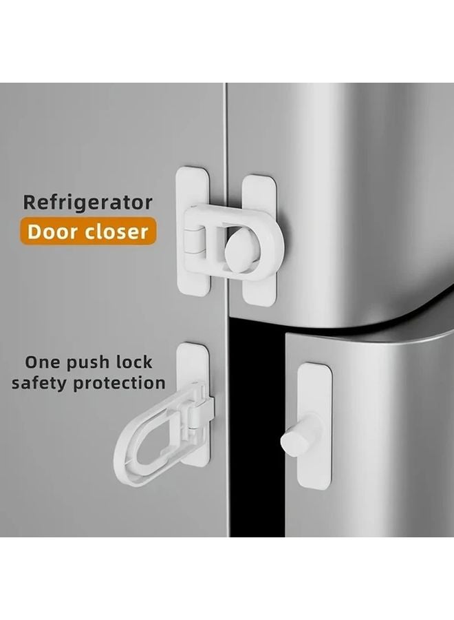 4 White Easy Install Refrigerator Freezer Door Locks No Tools Drilling Required - Image 3