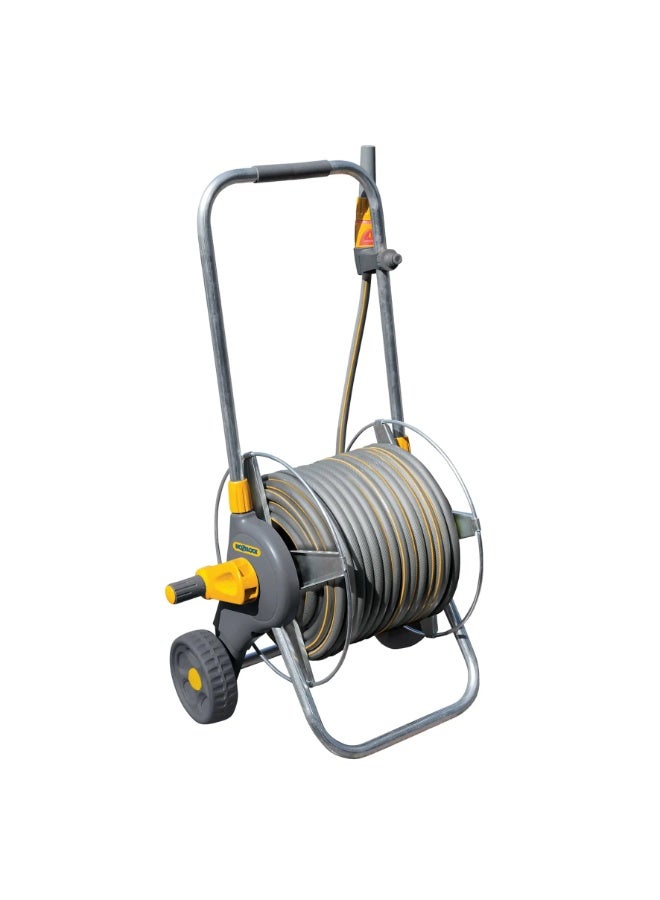 Hozelock Heavy Duty Metal Hose Cart with 30m 12.5mm Garden Hose – Assembled Watering Trolley - Image 1