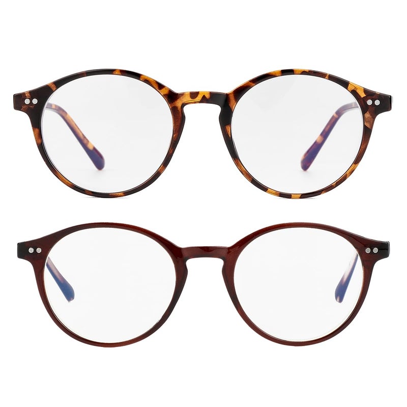 Gleyemor Blue Light Glasses for Men Women Vintage Round Blue Light Blocking Computer Screen Glasses TortoiseBrown - Image 2