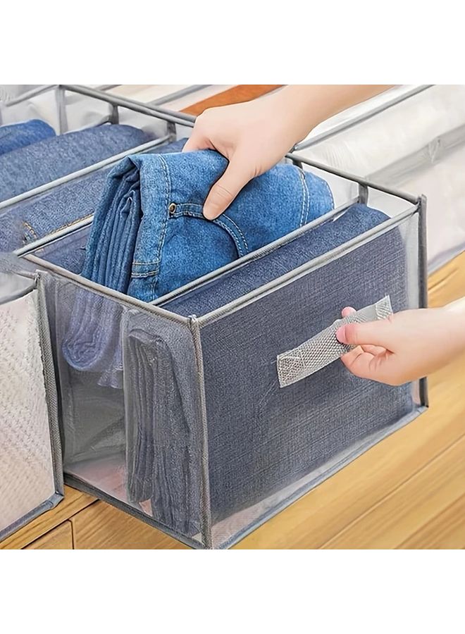 3pcs Gray Fabric Storage Boxes Foldable Drawer Organizers With Handles - Image 4