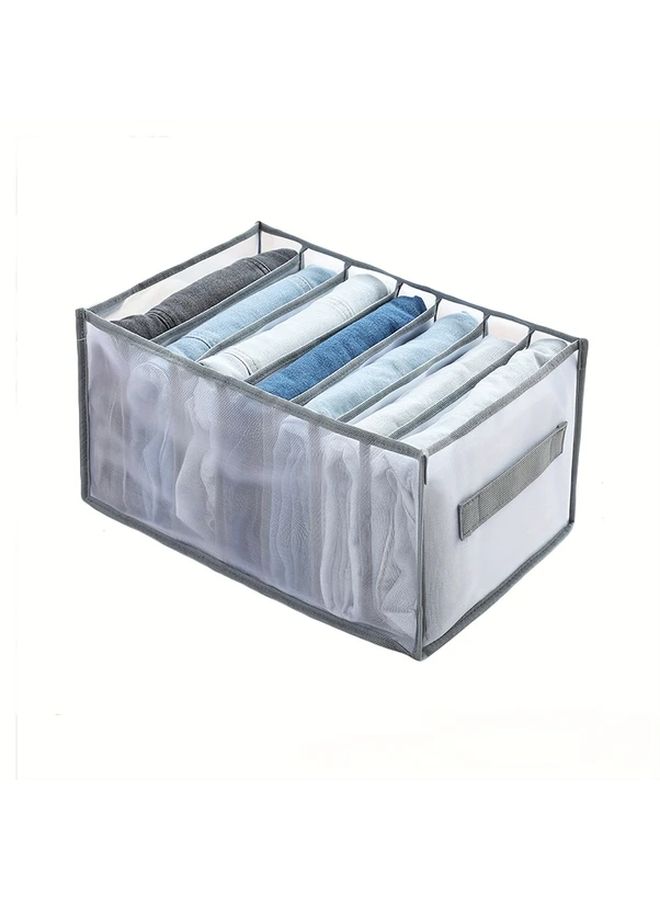 3pcs Gray Fabric Storage Boxes Foldable Drawer Organizers With Handles - Image 1
