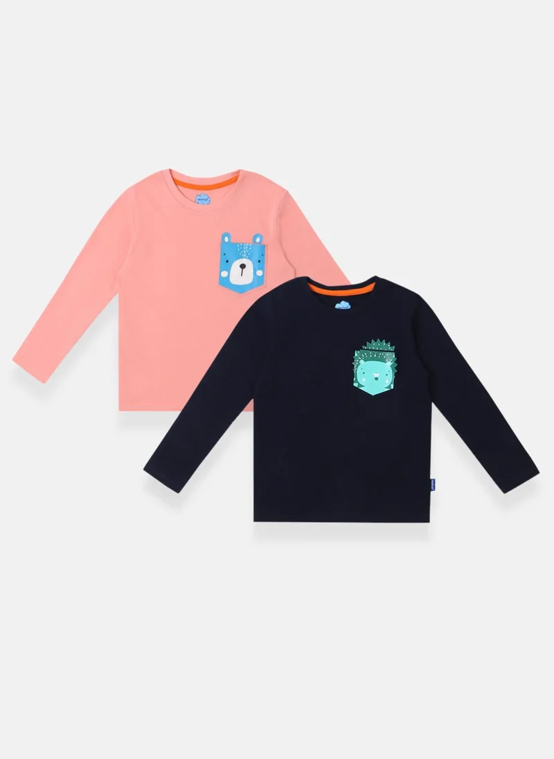 Nautinati Nautinati Boys Cotton Printed Pack of 2 T-shirt