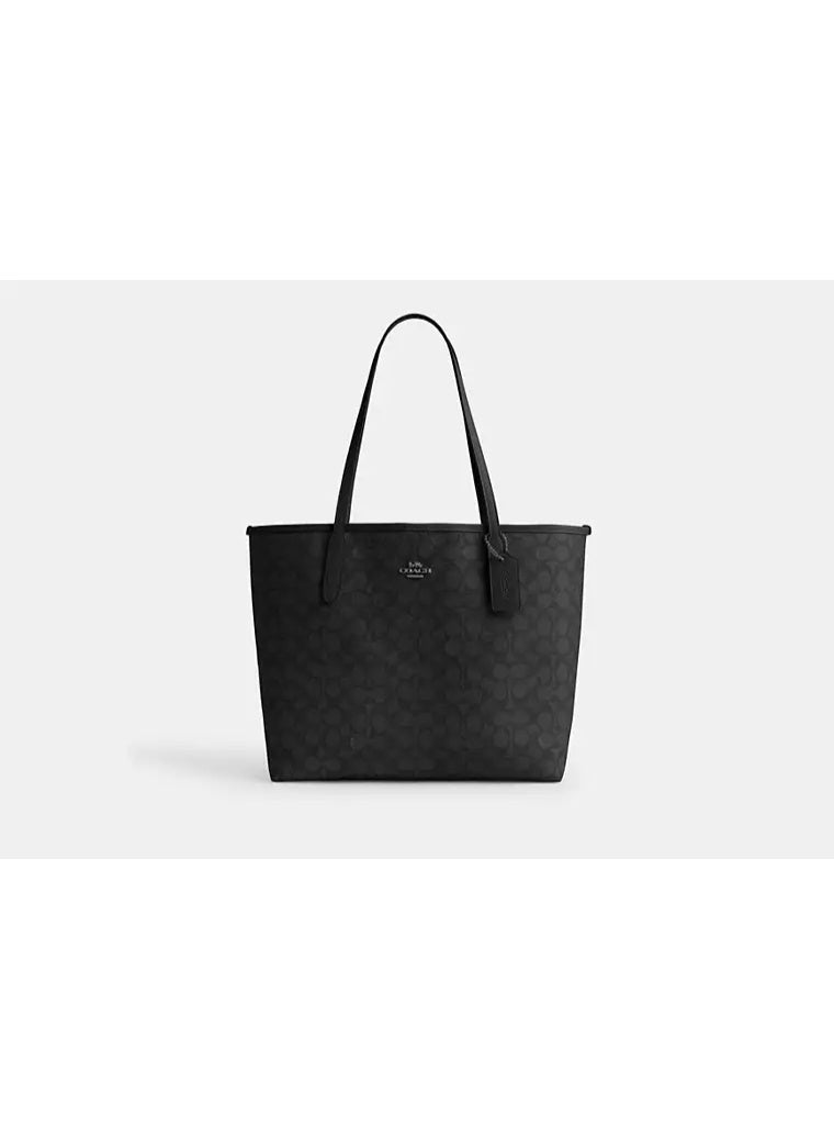 coachoutlet Coach City Tote Bag Iconic Printed Women's Fashion Multifunctional Large Capacity Large Size Grey Black Tote Bag - Image 2