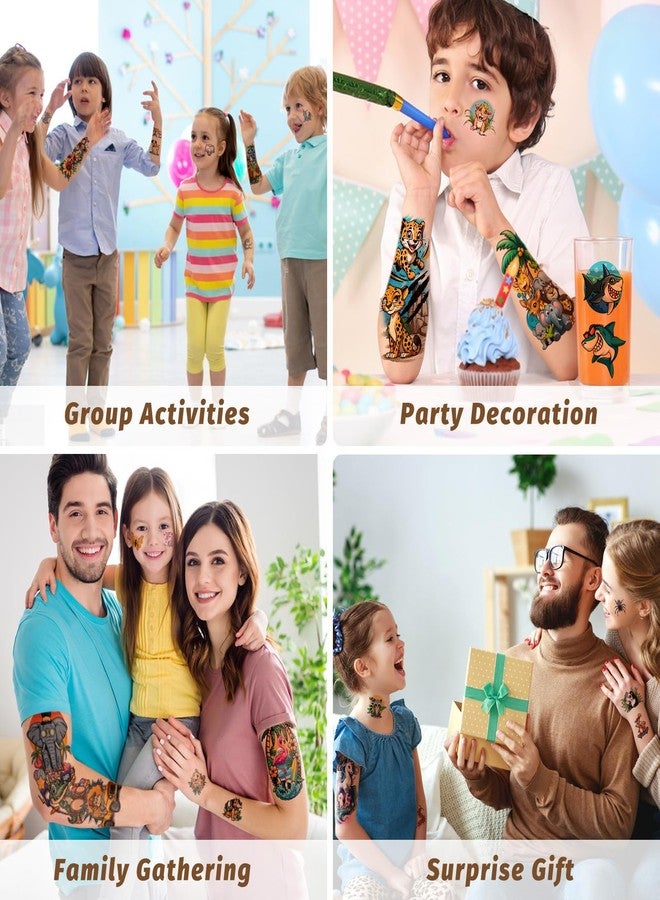 SOOVSY Kids Full Arm Sleeve Temporary Tattoos for Kids Boys Girls, 52-Piece Fake Tattoos with Lion Dinosaur Shark Dolphins Butterfly Elephant Design for Party, Festival, Pool, Beach, Rave Accessories - Image 5