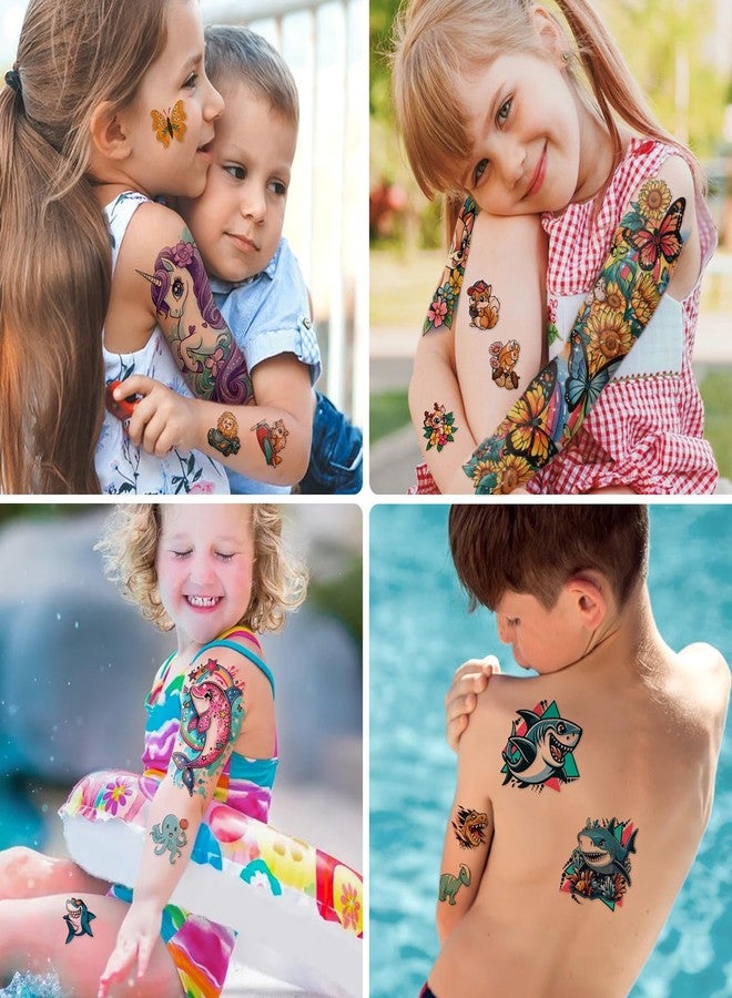 SOOVSY Kids Full Arm Sleeve Temporary Tattoos for Kids Boys Girls, 52-Piece Fake Tattoos with Lion Dinosaur Shark Dolphins Butterfly Elephant Design for Party, Festival, Pool, Beach, Rave Accessories - Image 4