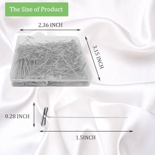 Sunenlyst T Pins, 100Pack 1.5 inch Wig Pin, Stainless Steel T-pins for Blocking Knitting, Wig Pins for Foam Head, Blocking Crochet, Straight Pins for Sewing, Craft, Quilting, Office, Decoration by Sunenlyst - Image 2