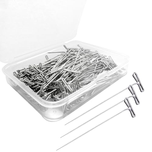 Sunenlyst T Pins, 100Pack 1.5 inch Wig Pin, Stainless Steel T-pins for Blocking Knitting, Wig Pins for Foam Head, Blocking Crochet, Straight Pins for Sewing, Craft, Quilting, Office, Decoration by Sunenlyst - Image 1