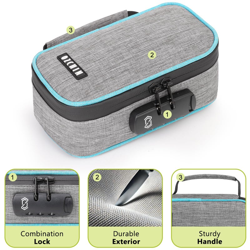 OZCHIN Smell Proof Bag with Combination Lock File Organizer Case Container Medicine Lock Box Odorless Storage Bag Great Gift for Friend (grey, S) - Image 5