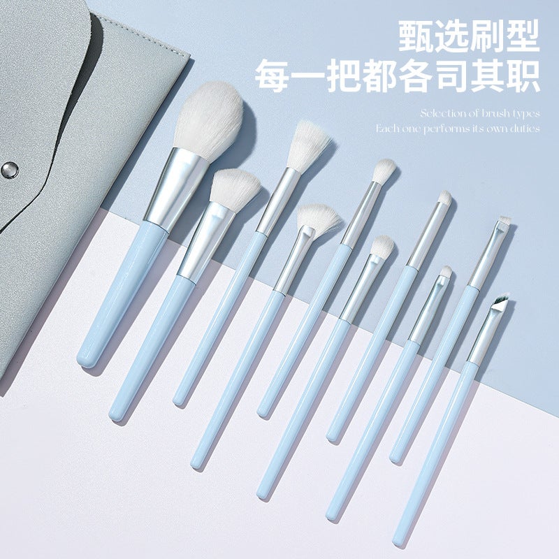 New 10 Three-Color Series Set Brush Portable Makeup Brush Artificial Fiber Loose Paint Eye Shadow Brush Full Set Of Professional Beauty - Image 2
