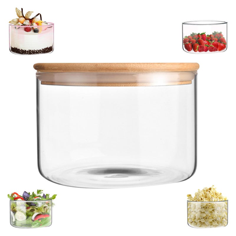 WodGod Premium Glass Trifle Bowl with Lid120oz35L Perfect for Desserts Salads and Food Storage Stylish Clear Round Glass Container with Airtight Lid - Image 2
