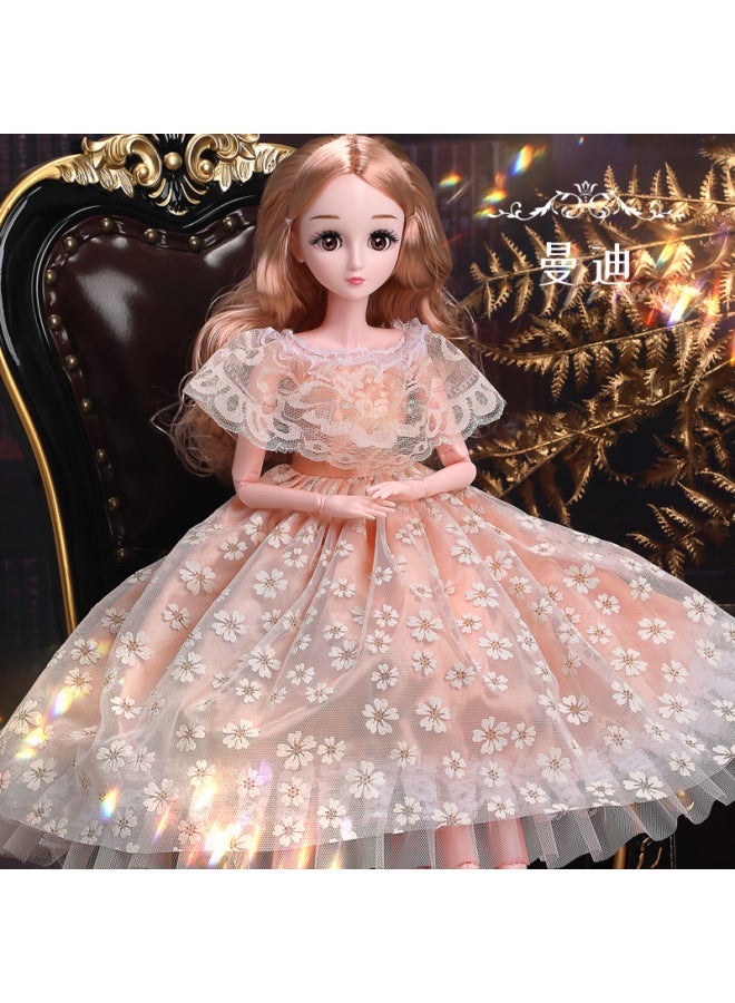 Tongle Barbie Doll Large Gift Box Suit 60cm Simulation Girl WEDDING PRINCESS Children's Toy Gift-Color:6001 Princess Mandi-Height:Standard Edition + Blink + Headdress + Necklace + Panoramic Gift Box - Image 1