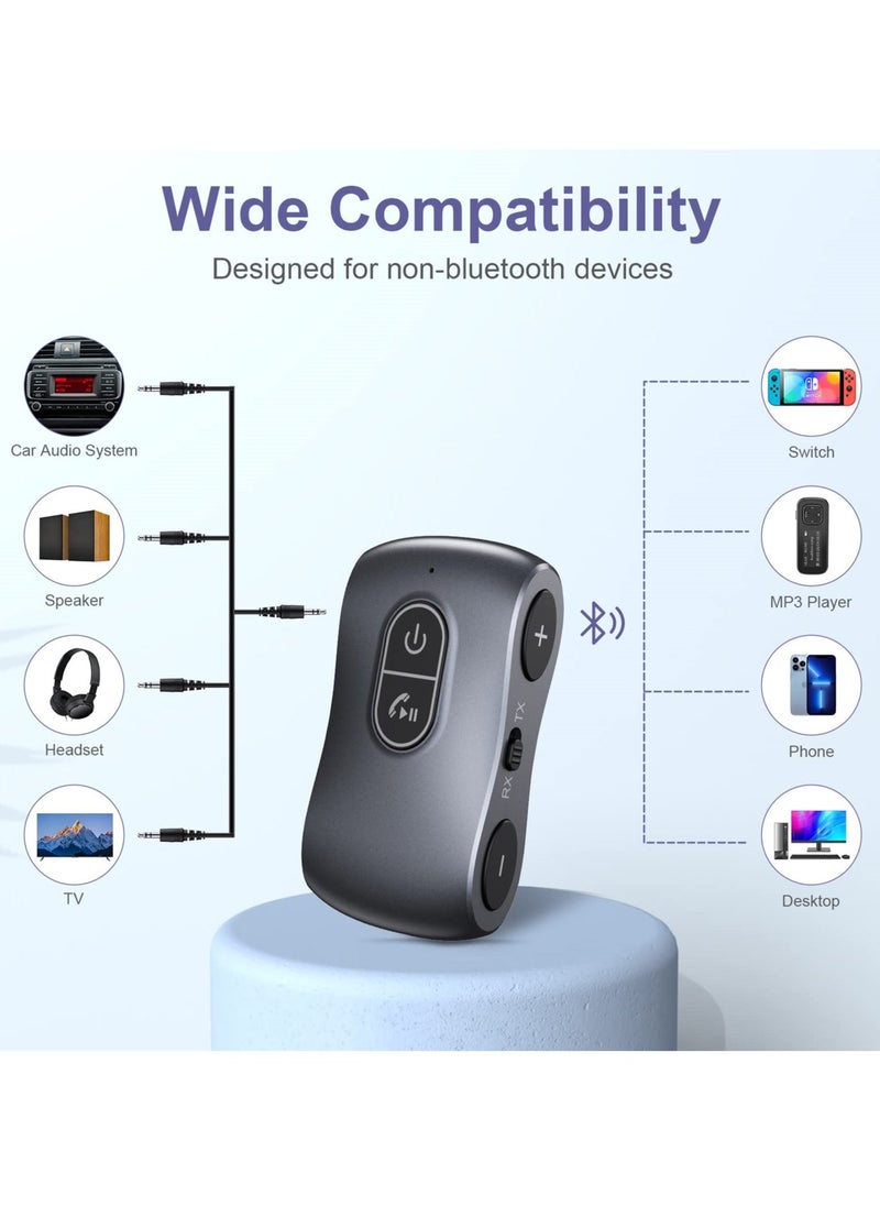 Bluetooth Adapter for Car, Bluetooth 5.3 Transmitter Receiver, Portable 3.5mm Aux Bluetooth Adapter Hands-Free Call, Low Latency, for Car Home Stereo, TV, Headphones, Speaker - Image 3