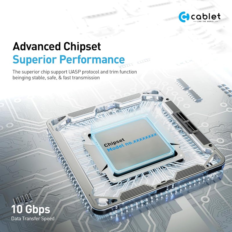 Cablet 10Gbps M.2 NVMe SSD Enclosure Adapter, Tool-Free USB C 3.1 Gen 2, for M-Key & M+B Key NVMe SSD 2230/2242/2260/2280 – Max 8TB, Aluminium Case ReakTek RTL9210 Chipset (MS901-C3) - Image 5