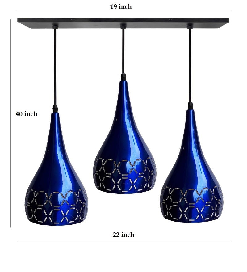 Lyse Decor Hanging Lights for Bedroom, Hanging Lamps for Living Room, Hanging Lights for Restaurants, Jhoomar and Dining Table Lamps (Blue) - Image 3