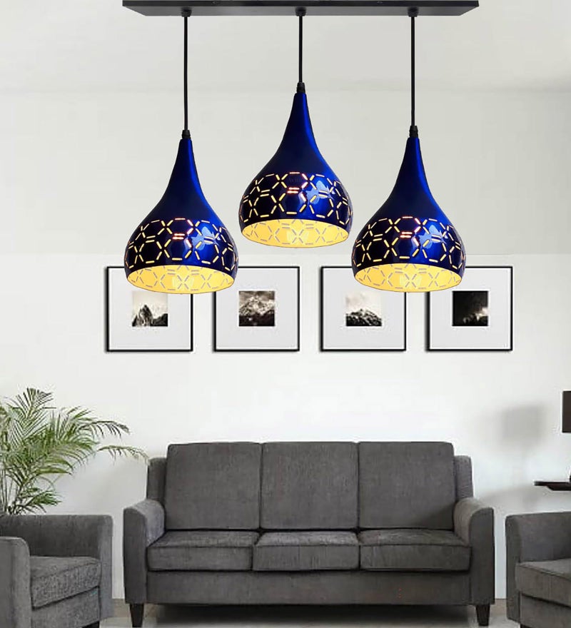 Lyse Decor Hanging Lights for Bedroom, Hanging Lamps for Living Room, Hanging Lights for Restaurants, Jhoomar and Dining Table Lamps (Blue) - Image 4
