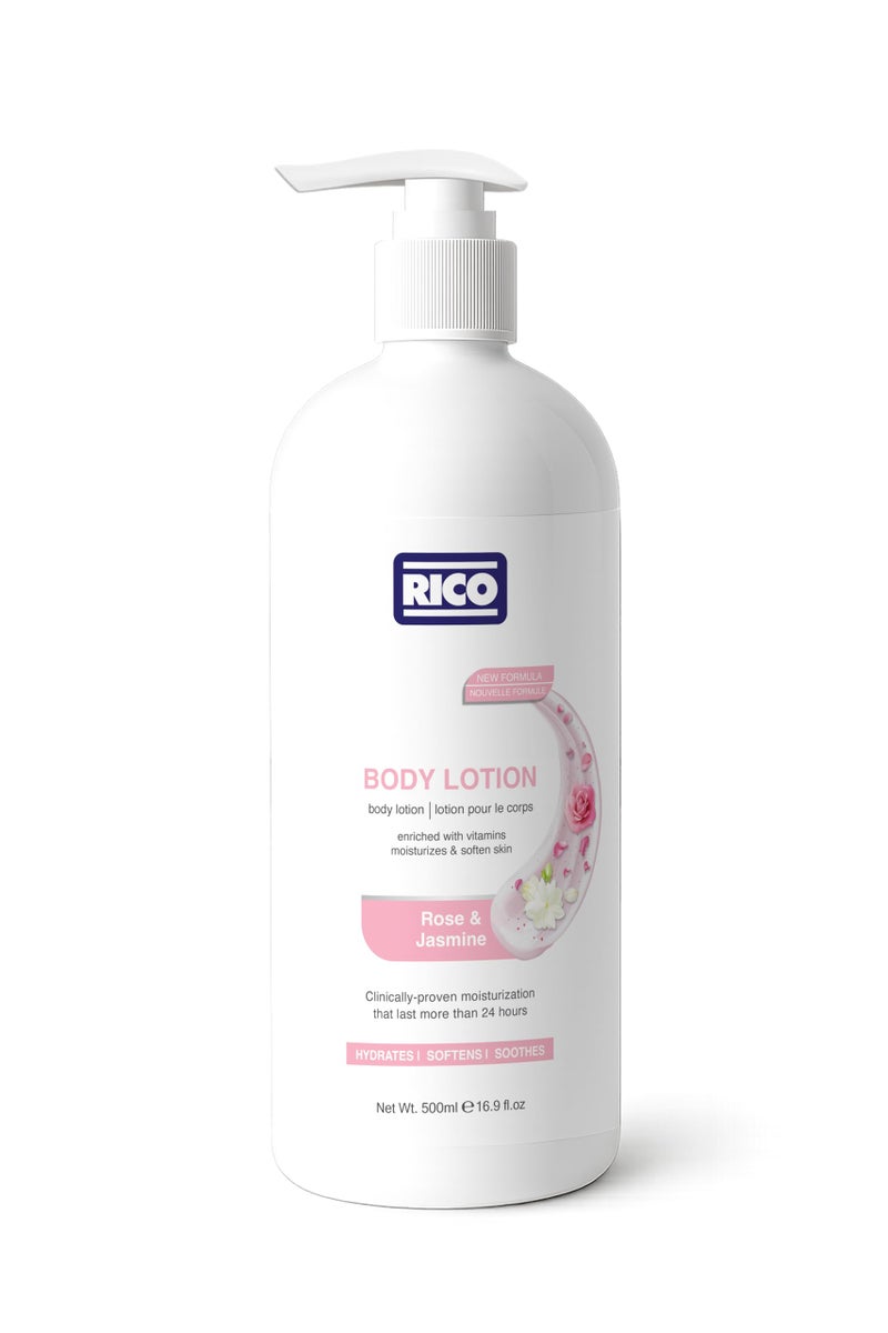 ريكو RICO Moisturizing Body Lotion for Normal to Dry Skin, 500 ml, Rose and Jasmine Scent - Image 1