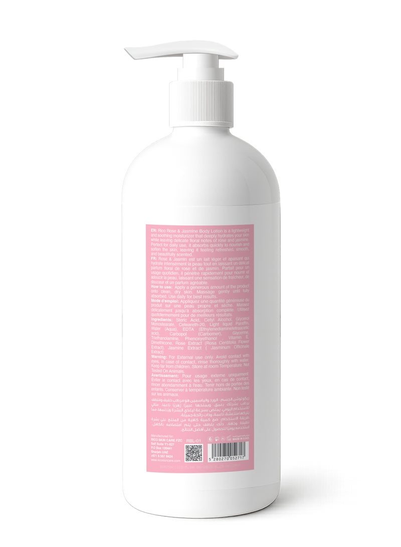 RICO Moisturizing Body Lotion for Normal to Dry Skin, 500 ml, Rose and Jasmine Scent - Image 2