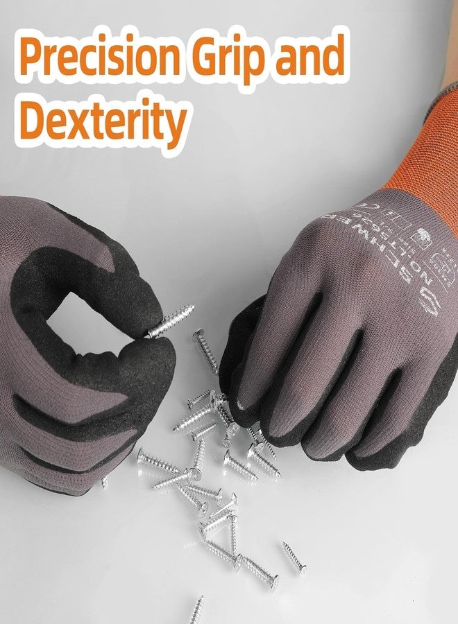 Schwer Lite Sandy Nitrile Coated Work Gloves LT5626, Work Gloves with Grip Touch Screen Compatible for General Purposes Automotive Electronic Assembly, Grey, L, 6 Pairs - Image 4