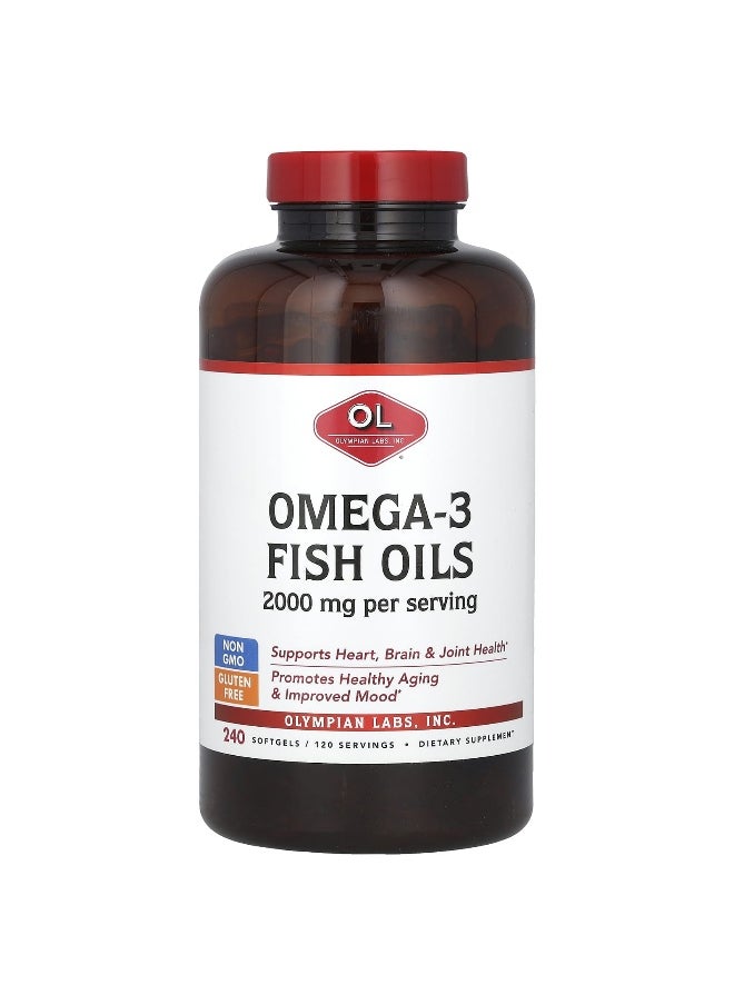 Olympian Labs Olympian Labs, Omega-3 Fish Oils, 2,000 mg, 240 Softgels (1,000 mg per Softgel)  - Image 1