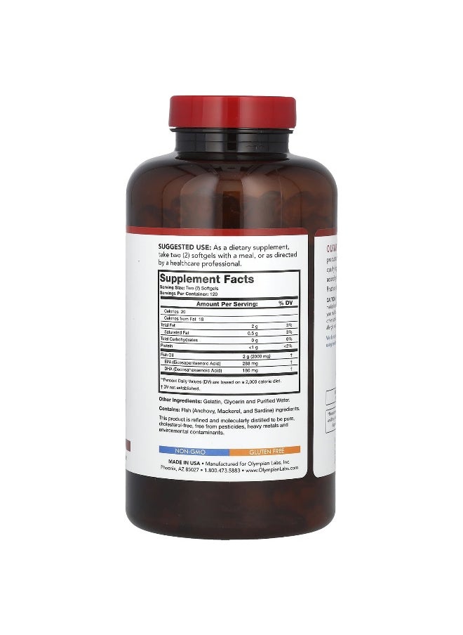 Olympian Labs Olympian Labs, Omega-3 Fish Oils, 2,000 mg, 240 Softgels (1,000 mg per Softgel)  - Image 2