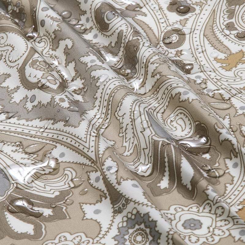 BESTRIPES Fabric Shower Curtain, Beige and Grey Printed Boho Paisley Damask Pattern Shower Curtains for Bathroom, Waterproof Bathroom Curtains, 72" W x 72" H - Image 3