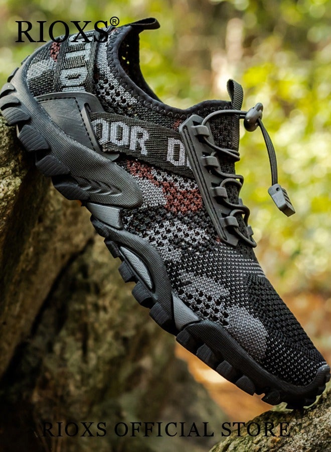RIOXS Men's Athletic Casual Hiking Shoes Lightweight Outdoor Running Shoes Mesh Breathable Fashion Sneakers  - Image 2