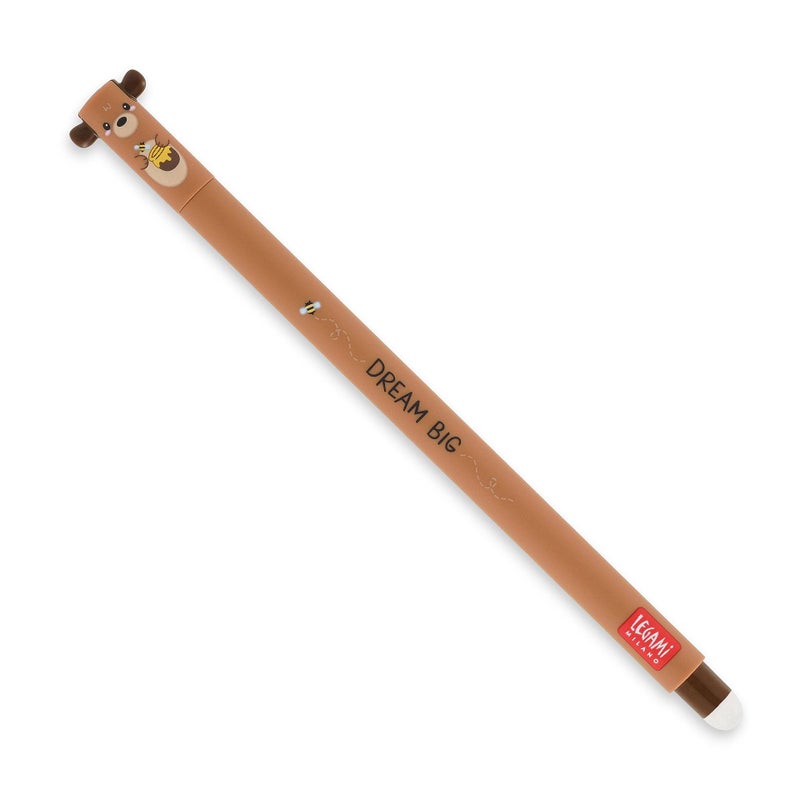 Legami - Erasable Gel Pen, Ball on the End to Remove Ink without Consuming the Paper - Red Thermal Sensitive Ink, Tip Diameter 0.7 mm - Teddy Bear Theme - Image 1
