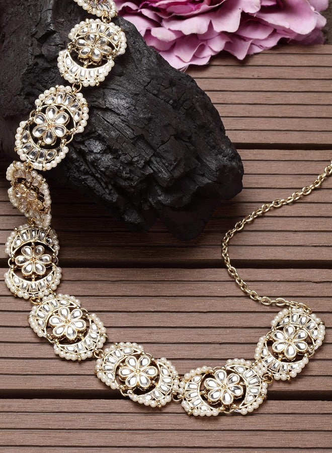 كارات كارت سوار خصر نسائي من كارات كارت مطلي بالذهب بتصميم زهري مصنوع يدويًا من الكوندان للنساء - Image 3