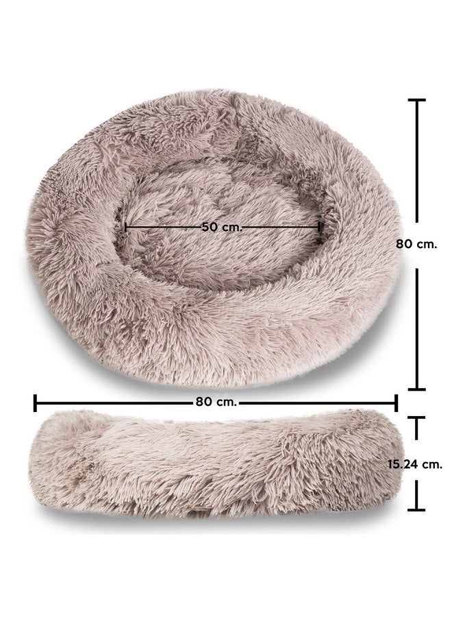 ZONETECH ZONETCH Plush Soft Cozy Washable Anti-Anxiety Donut Shape Dog Bed - Round Cushion for Puppies - Image 2