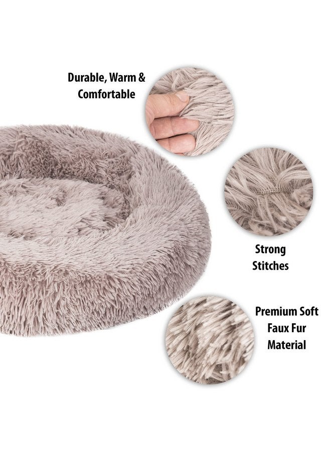 ZONETECH ZONETCH Plush Soft Cozy Washable Anti-Anxiety Donut Shape Dog Bed - Round Cushion for Puppies - Image 3