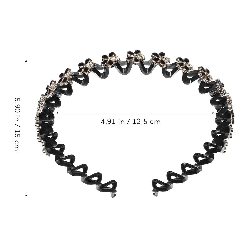 Pearl Headbands for Women 8pcs Thin Plastic Hairbands with Decorative Pearls and Rhinestones, Wavy Design Hair Accessories for Face Washing and Daily Wear - Image 2