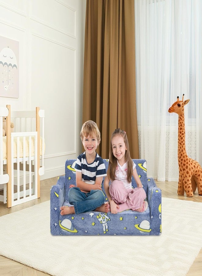 alldomess Kids Couch Extra Large,Glow in The Dark 2-in-1 Folding Kids Sofa Bed for Girls,2 Seats Convertible Sleeper Lounger Toddler Couch for Children Bedroom Playroom Nursery,Unicorn - Image 3