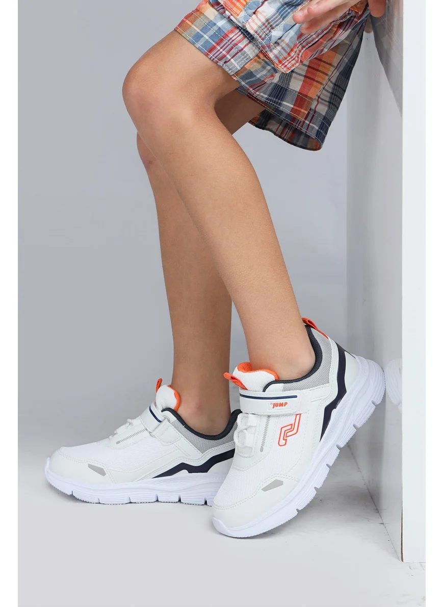 جامب 28101 Velcro White - Navy Blue Unisex Children's Sneaker Casual Sports Shoes
