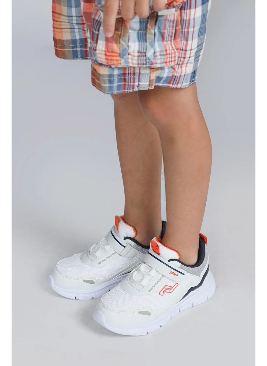 جامب 28101 Velcro White - Navy Blue Unisex Children's Sneaker Casual Sports Shoes