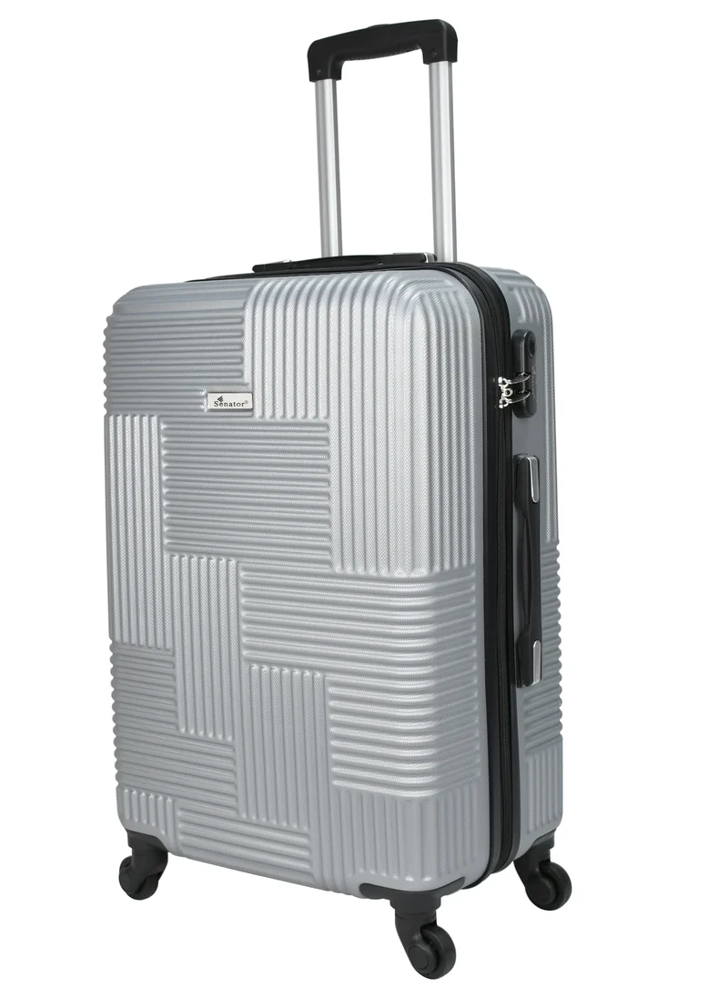 SENATOR Hard Case Travel Bag Luggage Trolley for Unisex ABS Lightweight Suitcase with 4 Spinner Wheels KH110 Silver