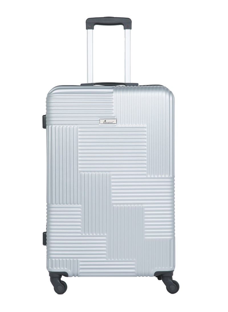 SENATOR Hard Case Travel Bag Luggage Trolley for Unisex ABS Lightweight Suitcase with 4 Spinner Wheels KH110 Silver  - Image 3