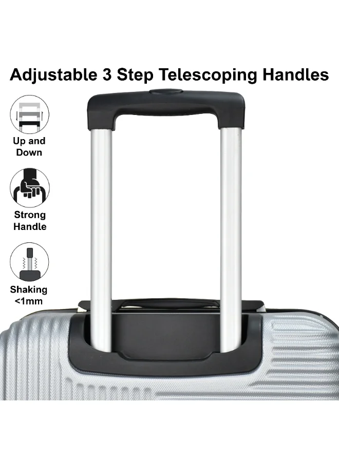 SENATOR Silver Hard Case Travel Bag Luggage Trolley for Unisex ABS Lightweight Suitcase with 4 Spinner Wheels KH110 Silver  | Best Price UAE