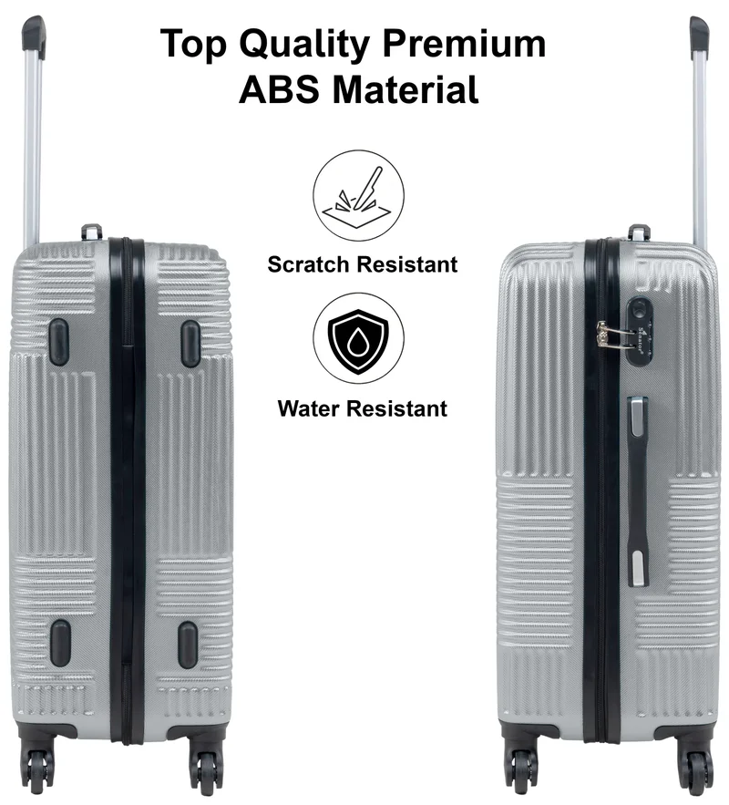 SENATOR Silver Hard Case Travel Bag Luggage Trolley for Unisex ABS Lightweight Suitcase with 4 Spinner Wheels KH110 Silver  | Best Price UAE