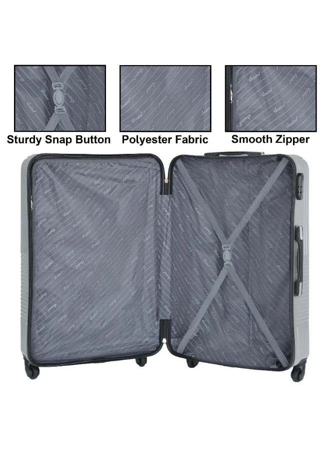 SENATOR Silver Hard Case Travel Bag Luggage Trolley for Unisex ABS Lightweight Suitcase with 4 Spinner Wheels KH110 Silver  | Best Price UAE