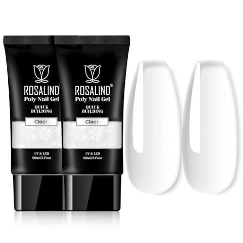 Rosalind Clear Acrylic Poly Extension Gel 2Pack 60ml Poly Nail Gel Kit Nail Builder for Thickening Easy DIY Use with UV Lamp - Image 2