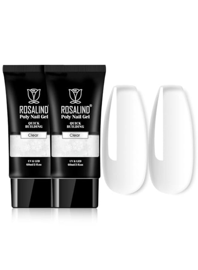 Rosalind Clear Acrylic Poly Extension Gel 2Pack 60ml Poly Nail Gel Kit Nail Builder for Thickening Easy DIY Use with UV Lamp - Image 1